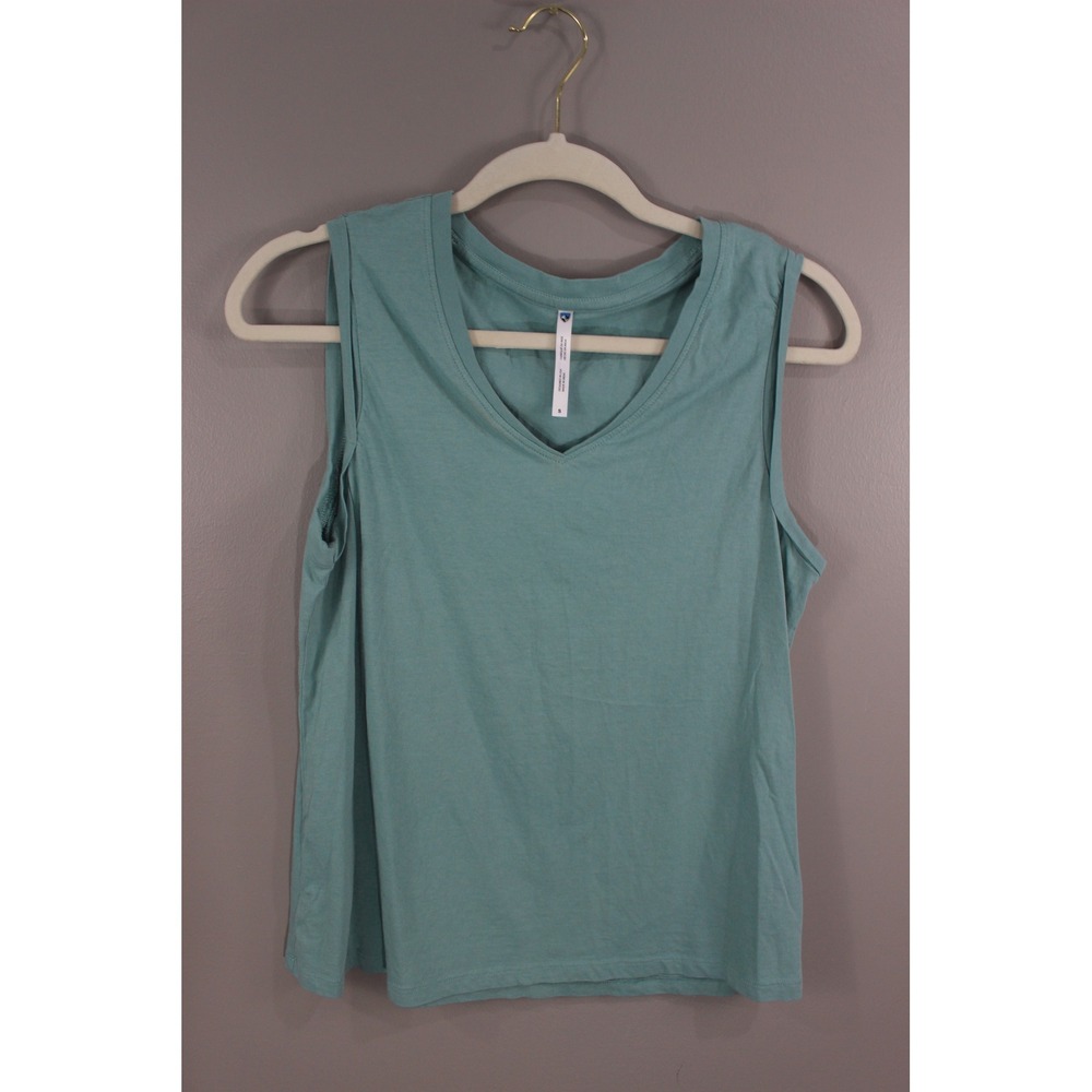 KUHL Tank Top Womens S Green Great V-Neck Sleeveless Logo Outdoor Cotton Blend